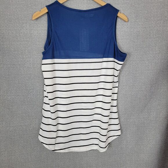 Chvity Shirt Womens Extra Large XL Sleeveless Tanktop Striped Lace Pocket - Picture 2 of 5